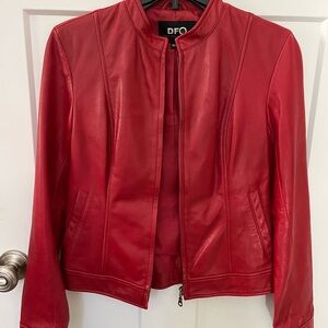 Women's Vibrant Red Leather Jacket